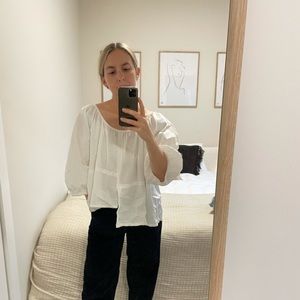 A Piece Apart White Asymmetrical Blouse